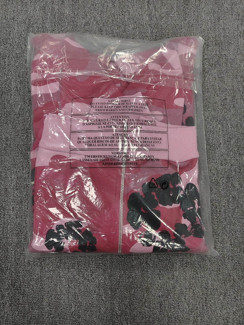 Denim Tears DT 木棉花 花环 图案 发泡印花  拉链 外套  迷彩 红色 -B0