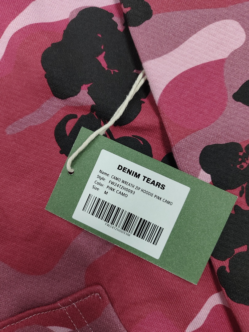 Denim Tears DT 木棉花 花环 图案 发泡印花  拉链 外套  迷彩 红色 -B0