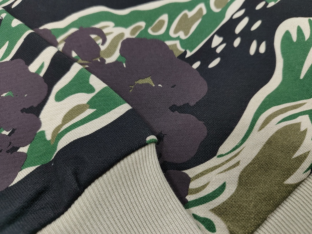 Denim Tears DT 木棉花 花环 图案 发泡印花  拉链 外套  迷彩 绿色 -B0