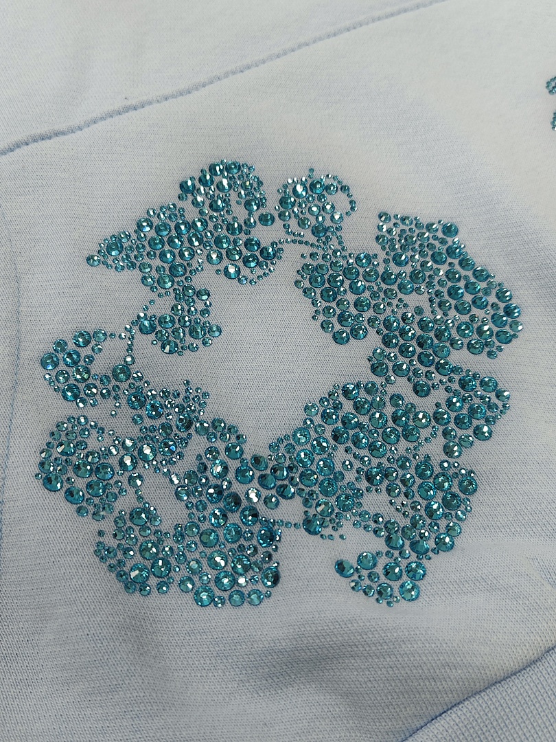 Denim Tears DT 木棉花 花环 图案 发泡  连帽卫衣 天蓝色 蓝钻-B0
