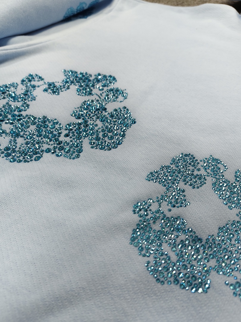 Denim Tears DT 木棉花 花环 图案 发泡  连帽卫衣 天蓝色 蓝钻-B0