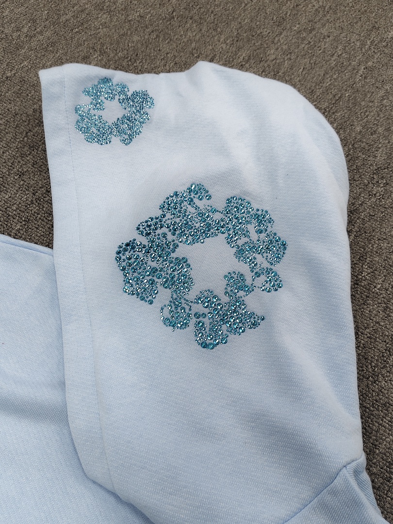 Denim Tears DT 木棉花 花环 图案 发泡  连帽卫衣 天蓝色 蓝钻-B0