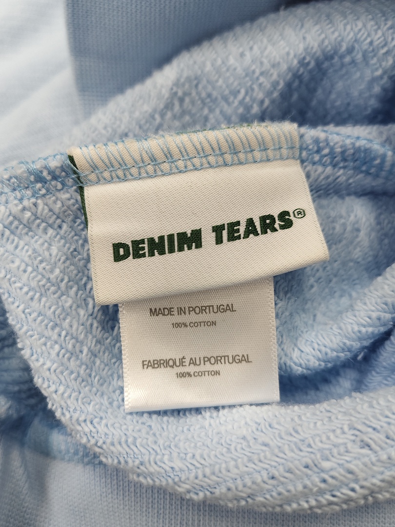 Denim Tears DT 木棉花 花环 图案 发泡  连帽卫衣 天蓝色 蓝钻-B0
