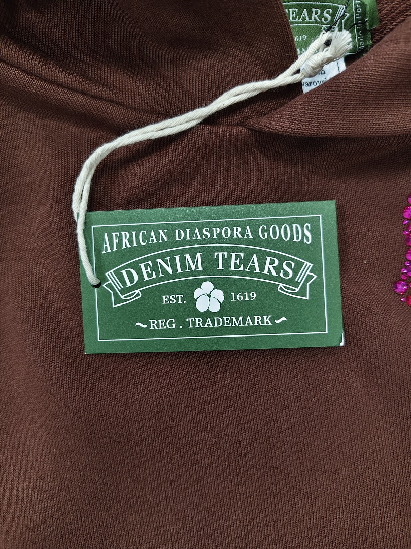 Denim Tears DT 木棉花 花环 图案 发泡  连帽卫衣 棕色 红钻-B0