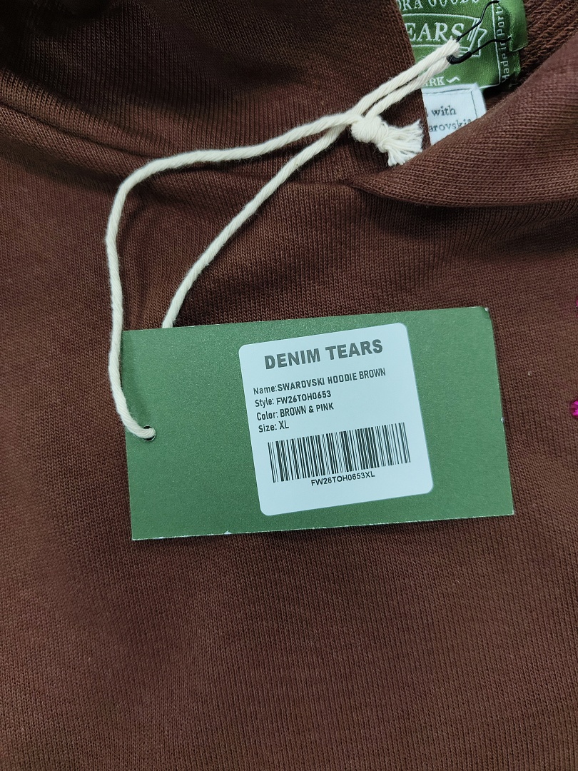 Denim Tears DT 木棉花 花环 图案 发泡  连帽卫衣 棕色 红钻-B0