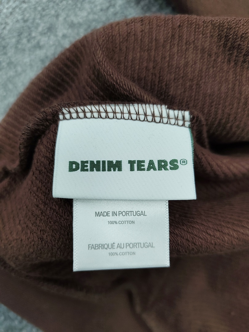 Denim Tears DT 木棉花 花环 图案 发泡  连帽卫衣 棕色 红钻-B0