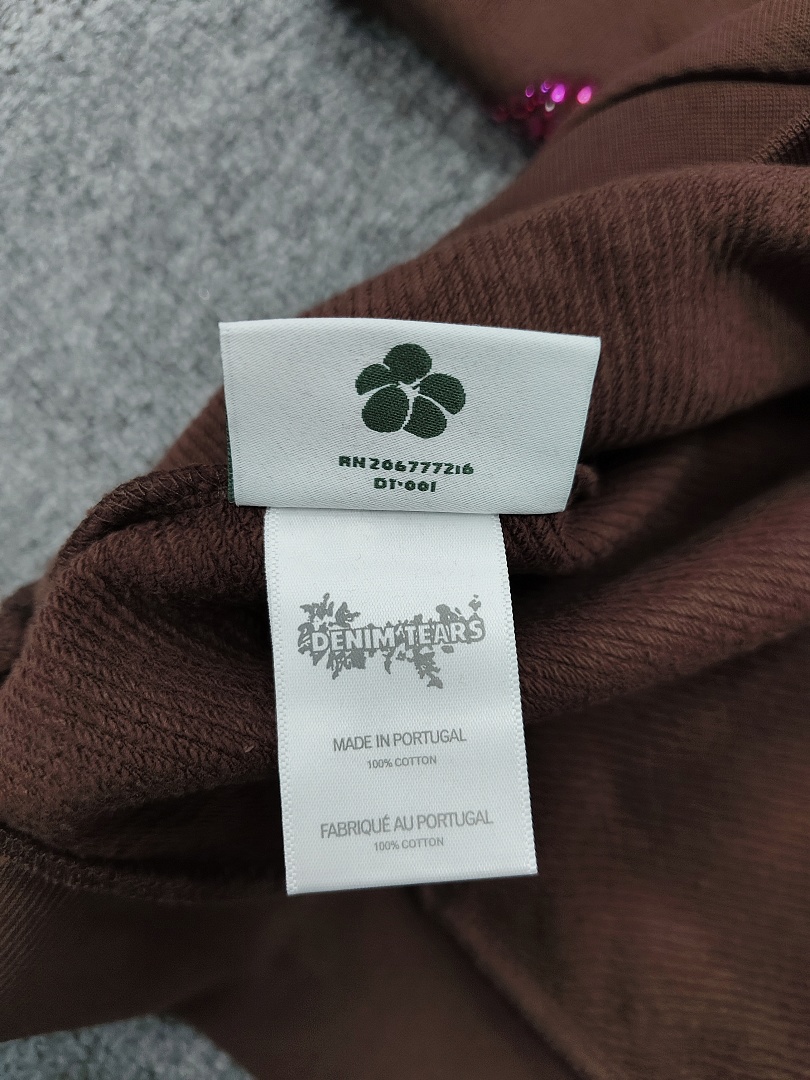 Denim Tears DT 木棉花 花环 图案 发泡  连帽卫衣 棕色 红钻-B0