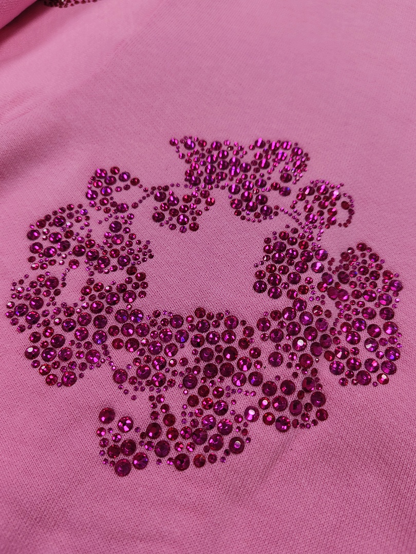 Denim Tears DT 木棉花 花环 图案 发泡  连帽卫衣 粉色 红钻-B0