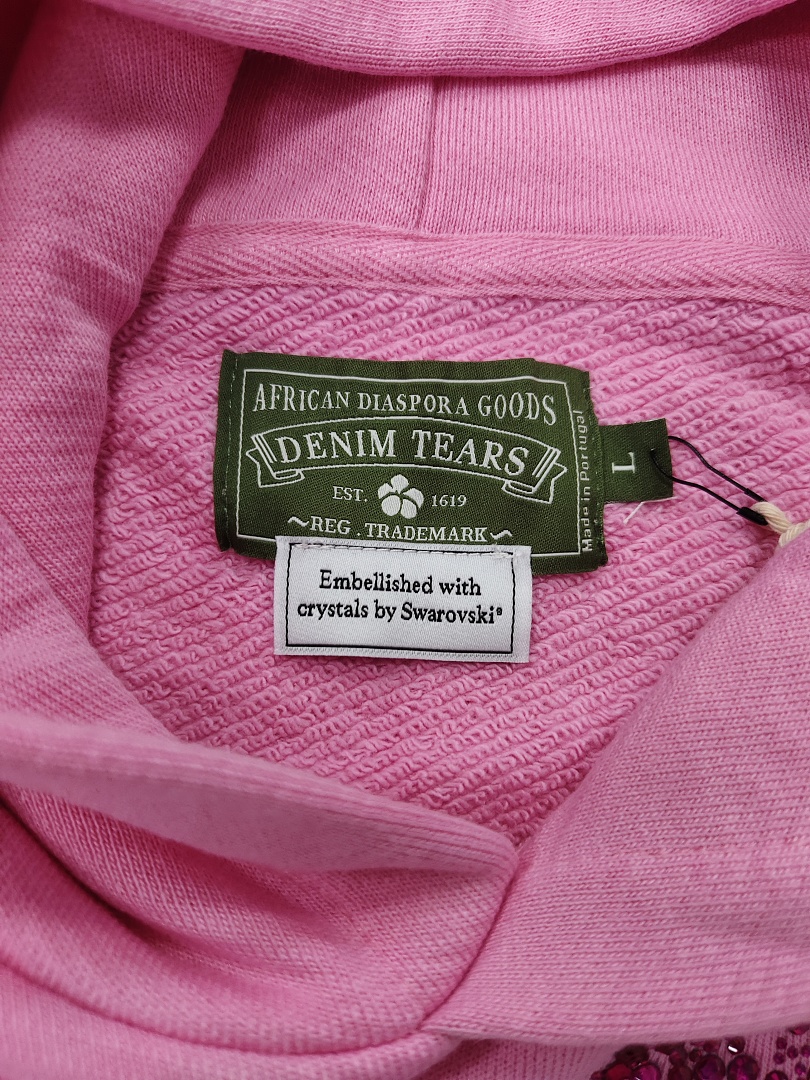 Denim Tears DT 木棉花 花环 图案 发泡  连帽卫衣 粉色 红钻-B0