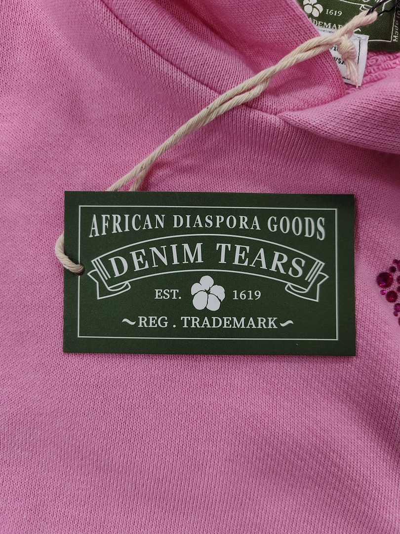 Denim Tears DT 木棉花 花环 图案 发泡  连帽卫衣 粉色 红钻-B0