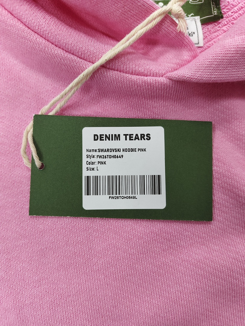 Denim Tears DT 木棉花 花环 图案 发泡  连帽卫衣 粉色 红钻-B0
