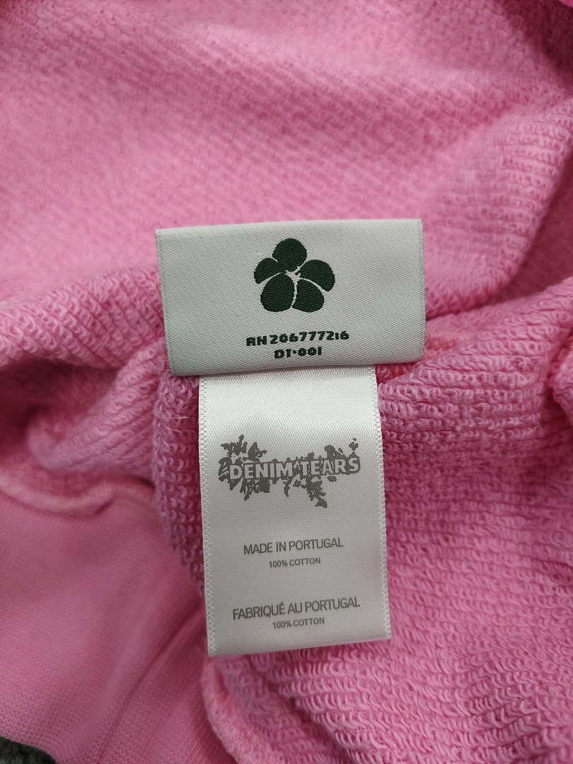 Denim Tears DT 木棉花 花环 图案 发泡  连帽卫衣 粉色 红钻-B0