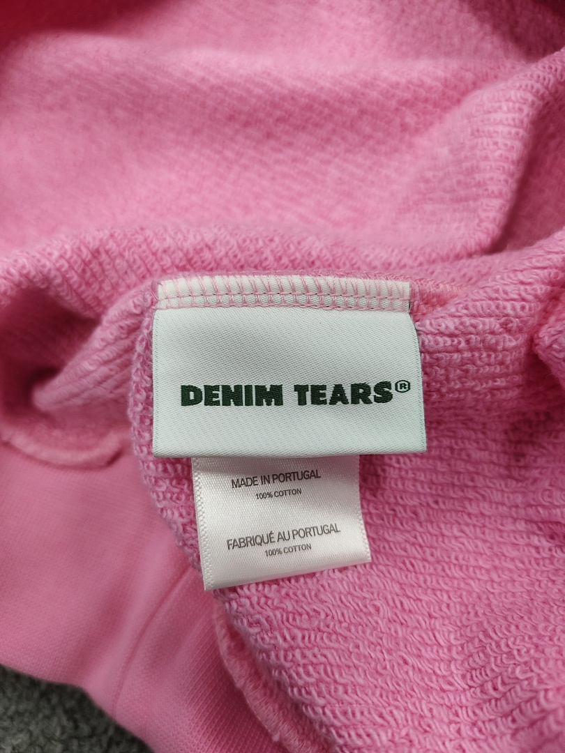 Denim Tears DT 木棉花 花环 图案 发泡  连帽卫衣 粉色 红钻-B0