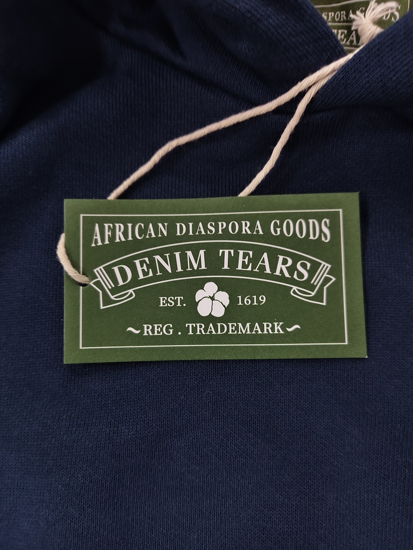 Denim Tears DT 木棉花 花环 图案 发泡  连帽卫衣 藏蓝色 红钻-B0