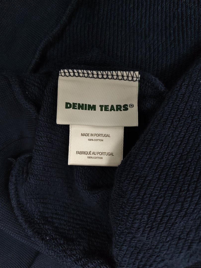 Denim Tears DT 木棉花 花环 图案 发泡  连帽卫衣 藏蓝色 红钻-B0