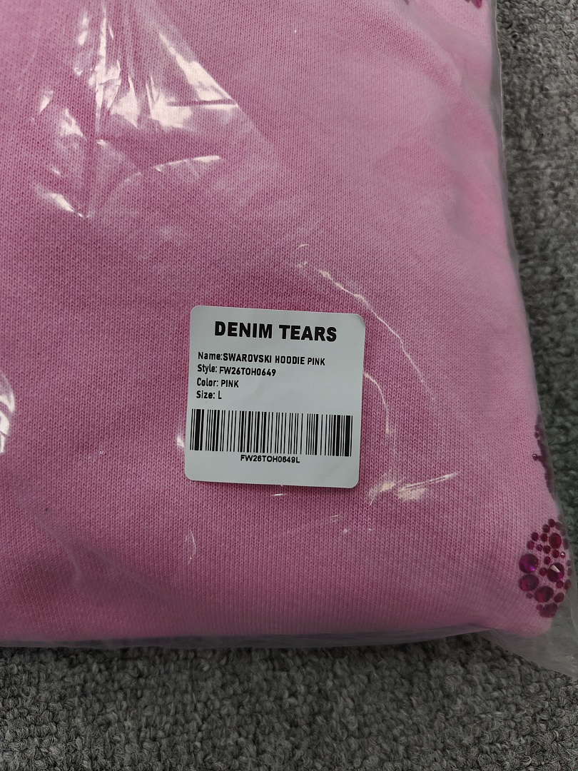 Denim Tears DT 木棉花 花环 图案 发泡  连帽卫衣 粉色 红钻-B0