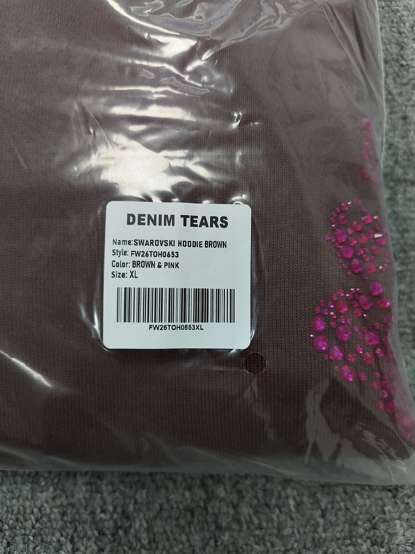 Denim Tears DT 木棉花 花环 图案 发泡  连帽卫衣 棕色 红钻-B0