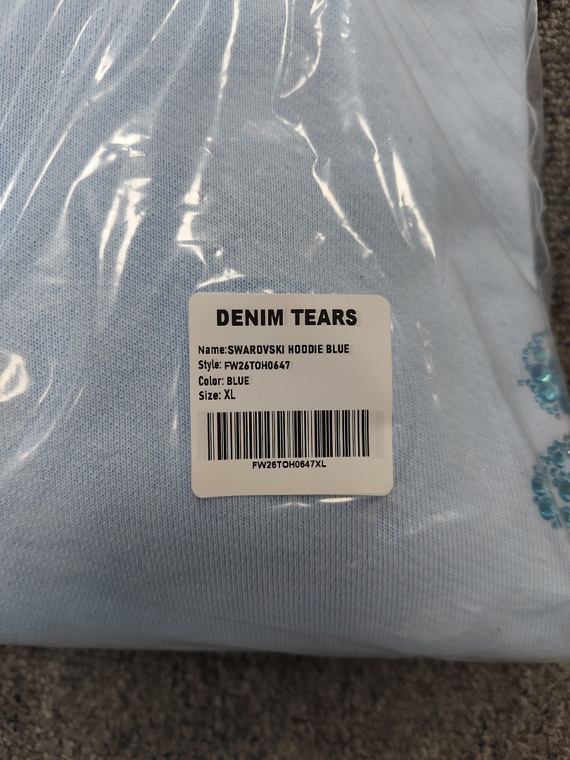 Denim Tears DT 木棉花 花环 图案 发泡  连帽卫衣 天蓝色 蓝钻-B0