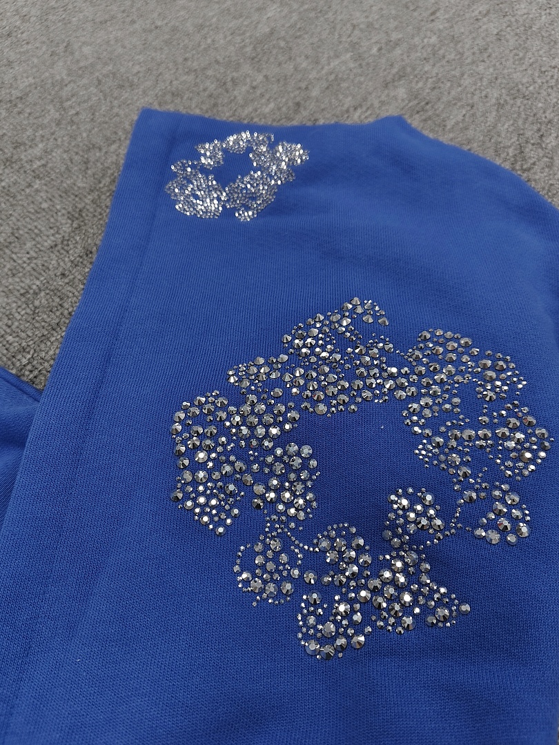 Denim Tears DT 木棉花 花环 图案 发泡  连帽卫衣 蓝色 银钻-B0