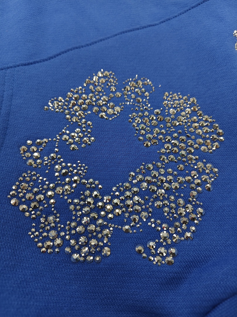 Denim Tears DT 木棉花 花环 图案 发泡  连帽卫衣 蓝色 银钻-B0