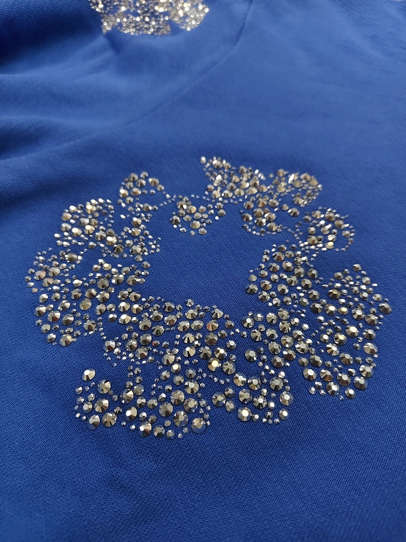 Denim Tears DT 木棉花 花环 图案 发泡  连帽卫衣 蓝色 银钻-B0