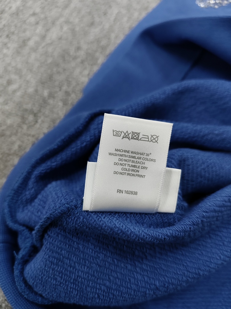 Denim Tears DT 木棉花 花环 图案 发泡  连帽卫衣 蓝色 银钻-B0