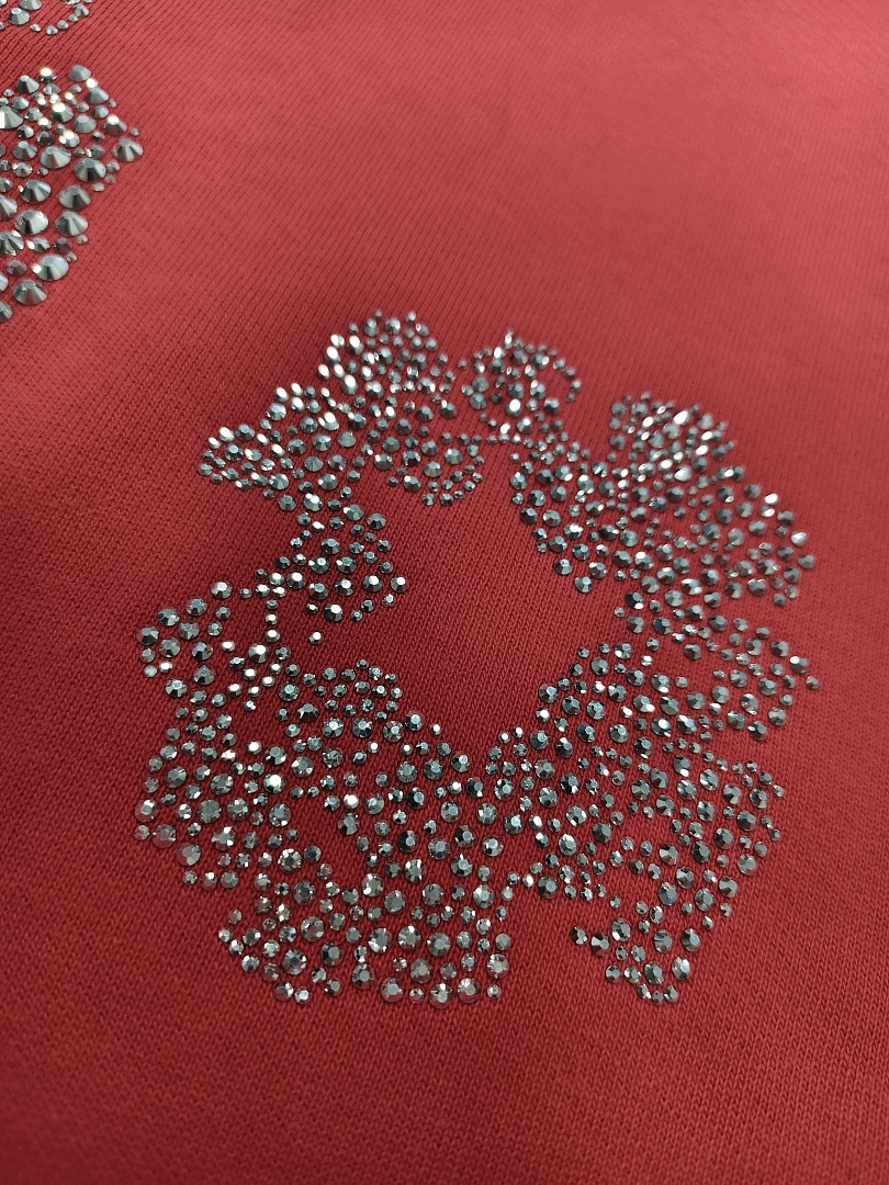 Denim Tears DT 木棉花 花环 图案 发泡  连帽卫衣 红色 银钻-B0