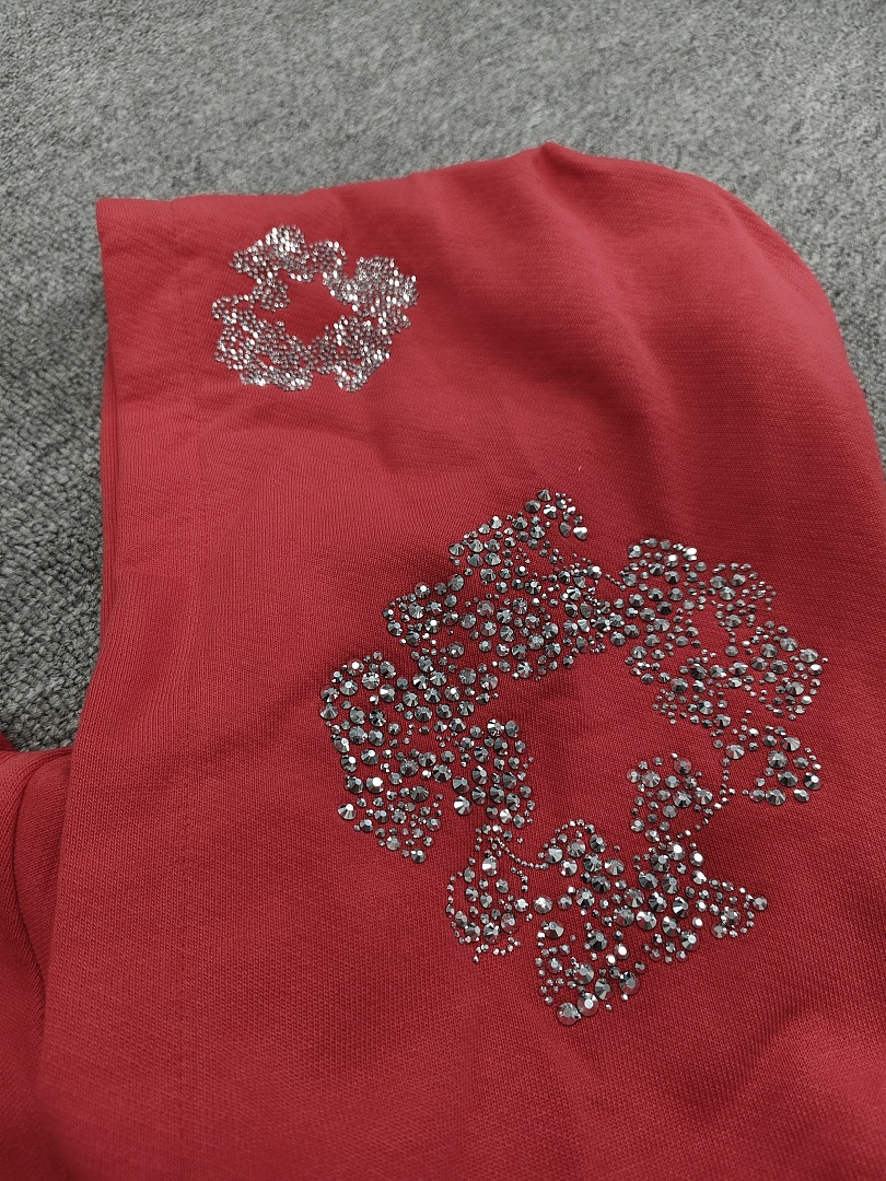 Denim Tears DT 木棉花 花环 图案 发泡  连帽卫衣 红色 银钻-B0