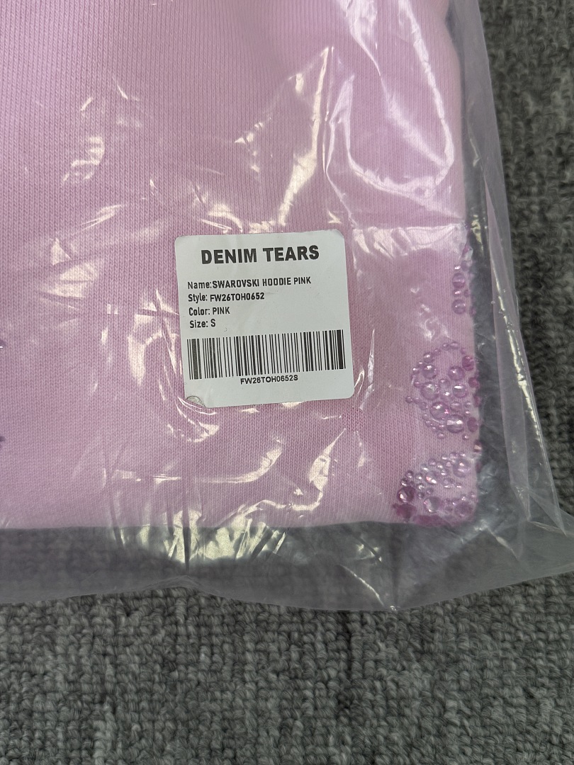 Denim Tears DT 木棉花 花环 图案 发泡  连帽卫衣  粉色 粉钻-B0