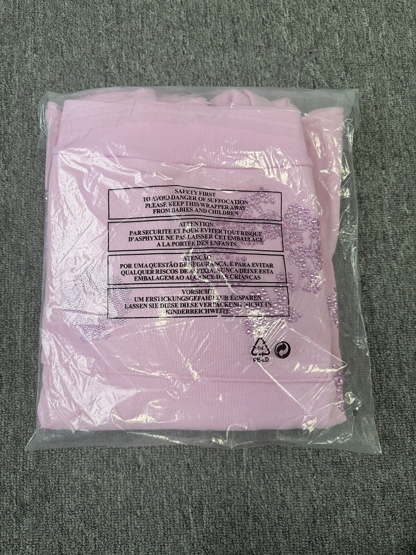 Denim Tears DT 木棉花 花环 图案 发泡  连帽卫衣  粉色 粉钻-B0