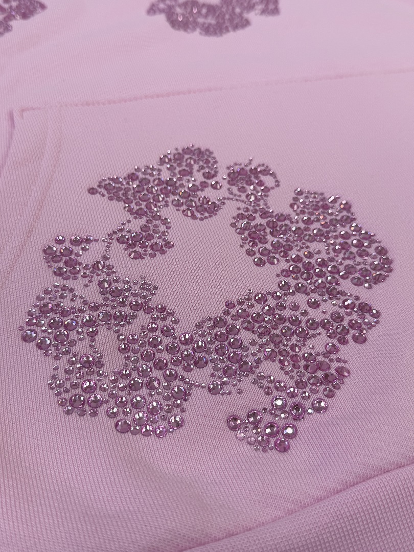 Denim Tears DT 木棉花 花环 图案 发泡  连帽卫衣  粉色 粉钻-B0
