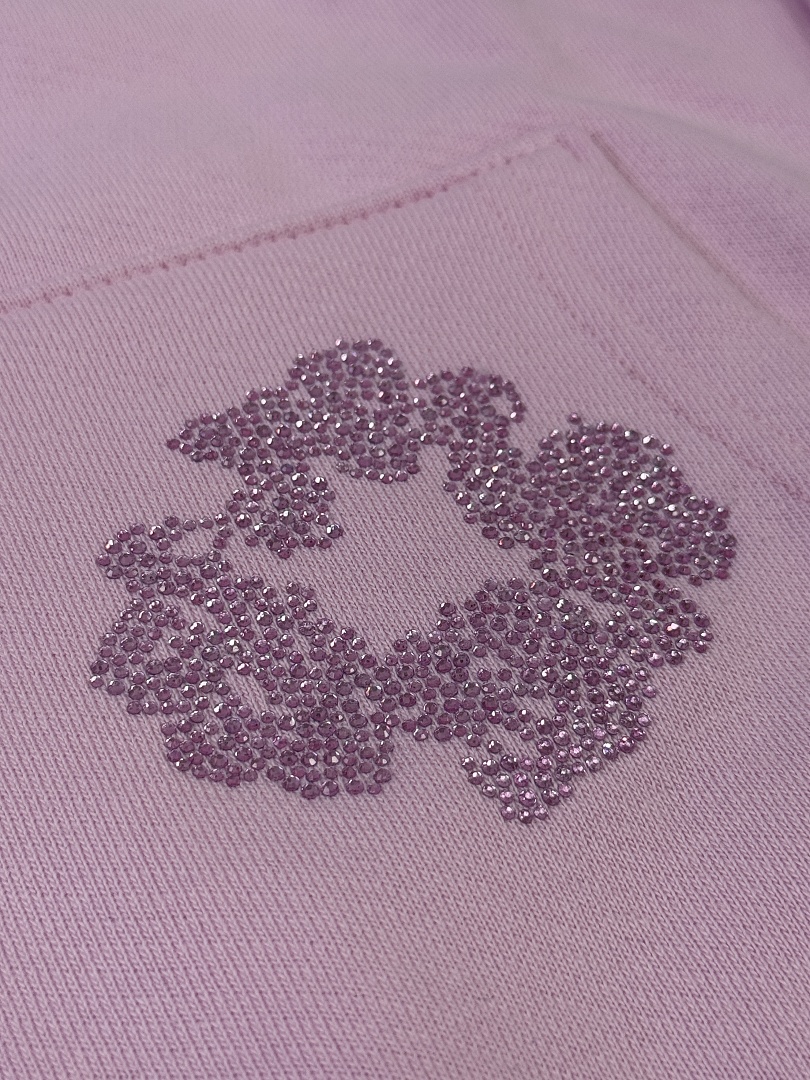 Denim Tears DT 木棉花 花环 图案 发泡  连帽卫衣  粉色 粉钻-B0