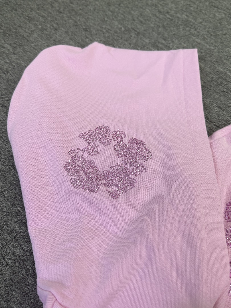 Denim Tears DT 木棉花 花环 图案 发泡  连帽卫衣  粉色 粉钻-B0