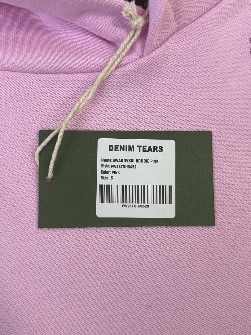 Denim Tears DT 木棉花 花环 图案 发泡  连帽卫衣  粉色 粉钻-B0