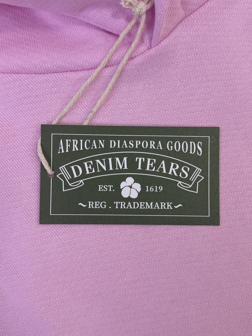 Denim Tears DT 木棉花 花环 图案 发泡  连帽卫衣  粉色 粉钻-B0