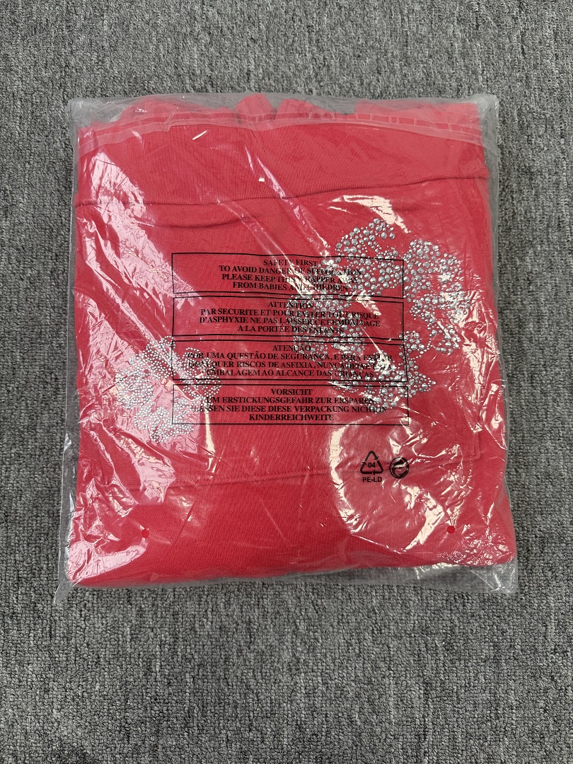 Denim Tears DT 木棉花 花环 图案 发泡  连帽卫衣 红色 银钻-B0