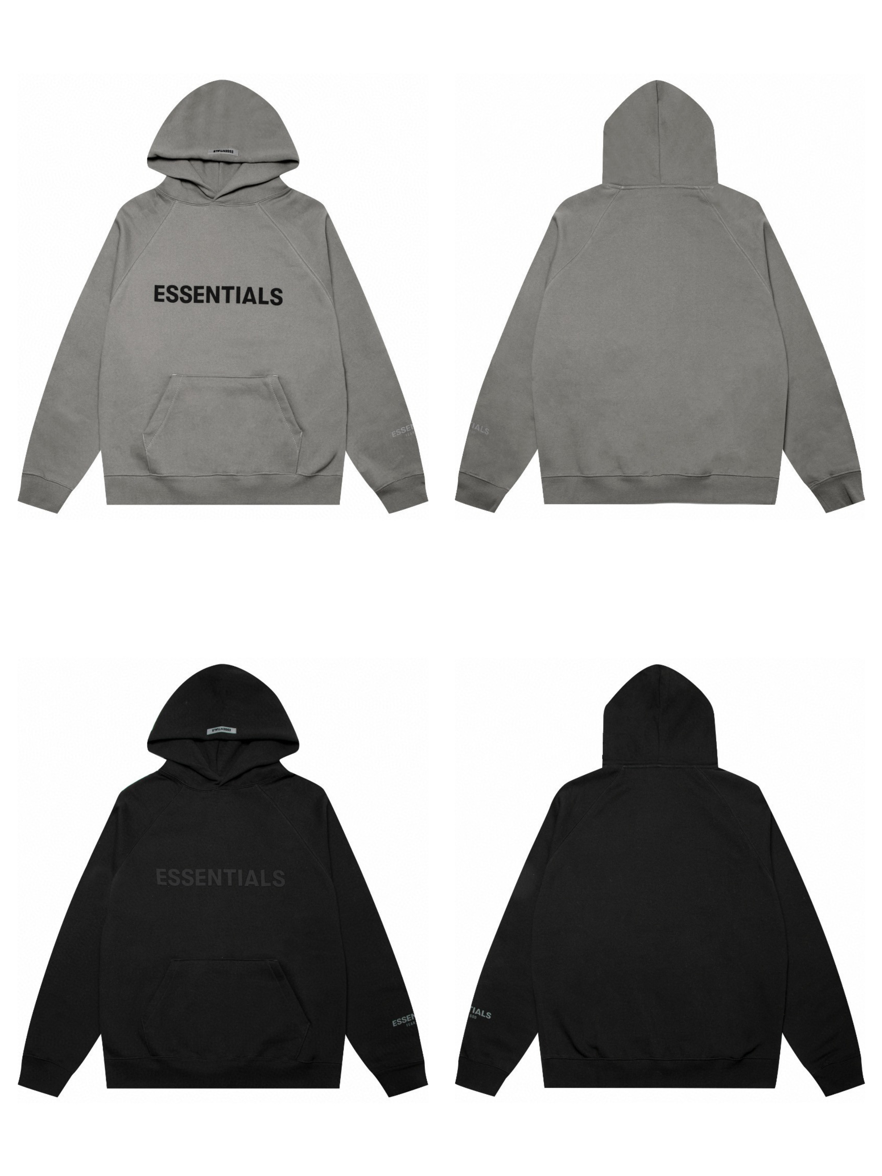 Fear of God Essentials 压胶字母印花 抓绒 套头连帽卫衣 帽衫 外套 灰色 黑色 