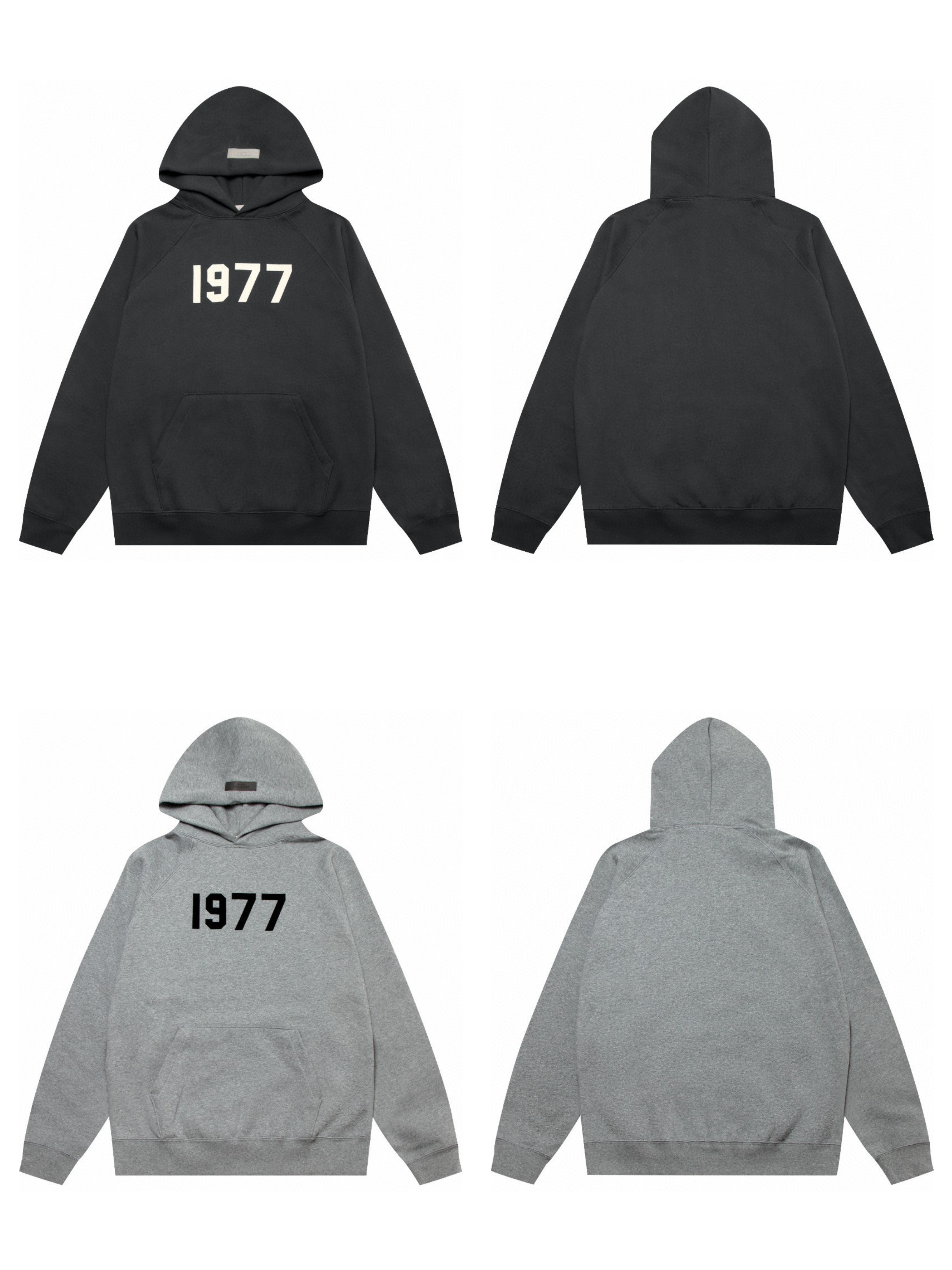 Fear of God Essentials 1977数字植绒印花 抓绒 连帽卫衣 帽衫 外套 灰色 黑色 