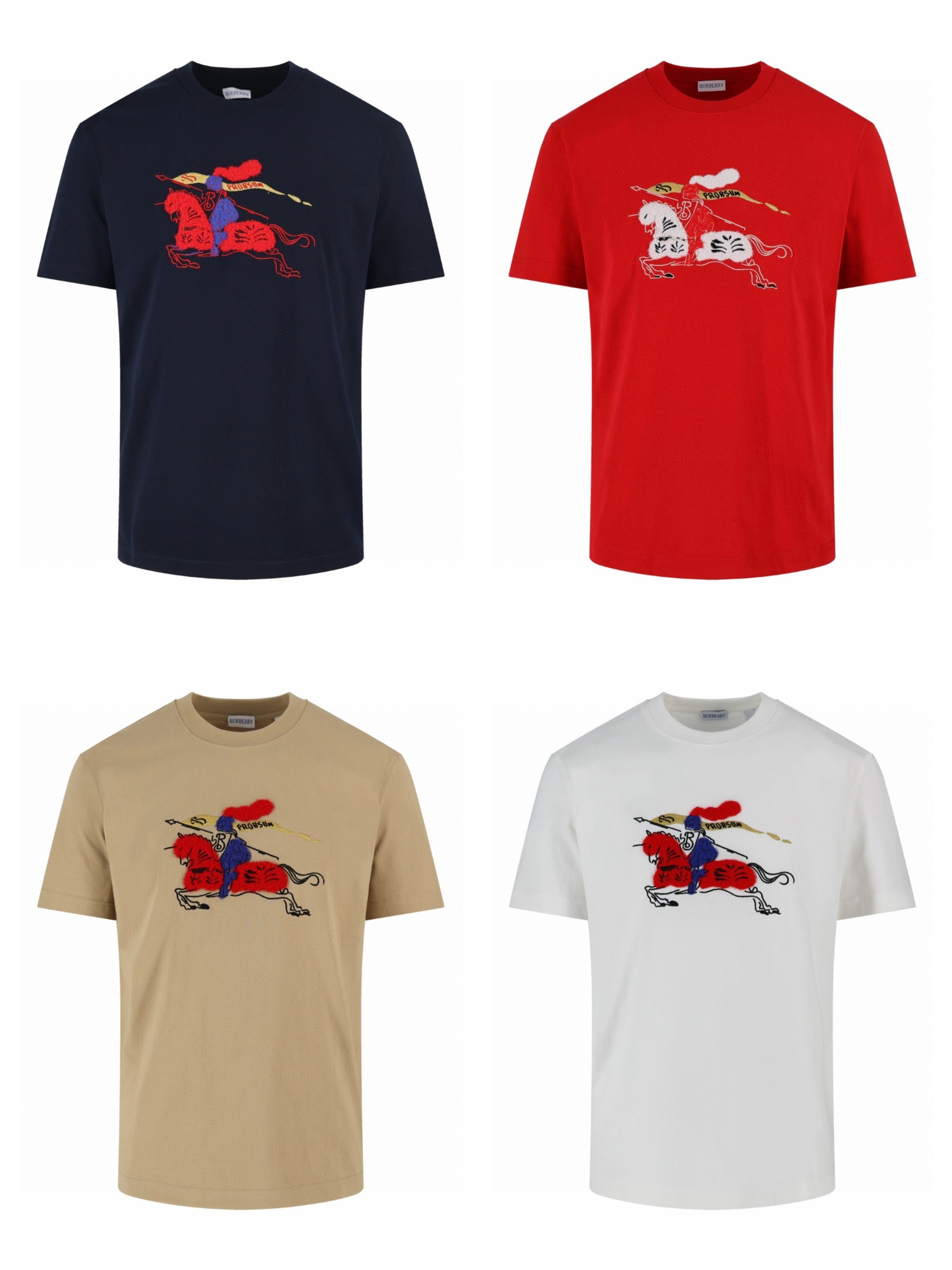 Burberry 巴宝莉 马年新禧贺岁系列 毛巾绣战马 圆领 短袖 T恤 夏季 黑色 红色 米色 白色 A0 81183811