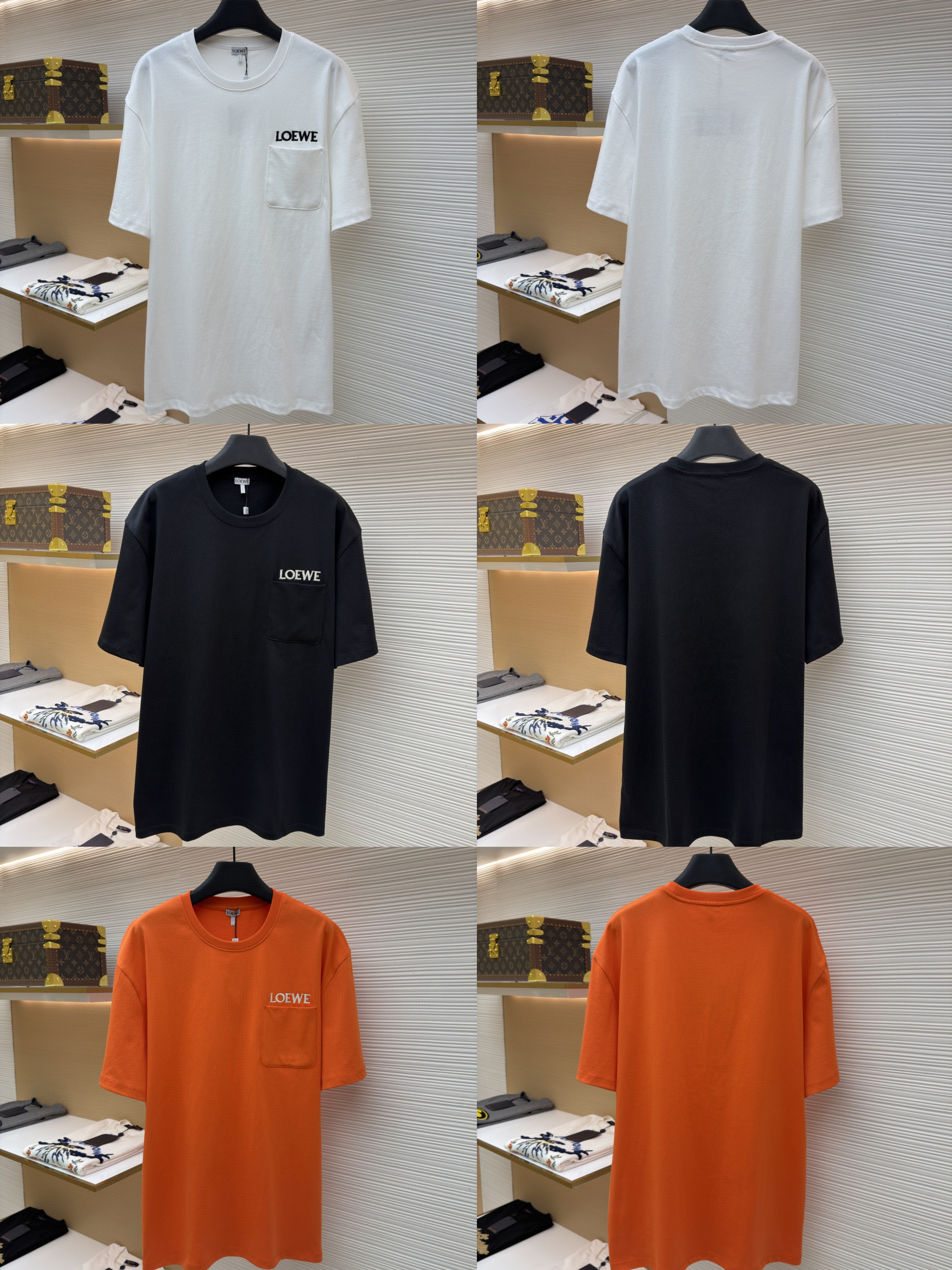 Loewe 贴袋刺绣圆领短袖 T恤 夏季 黑色 白色 橙色 A2 H526Y22XDE-2100