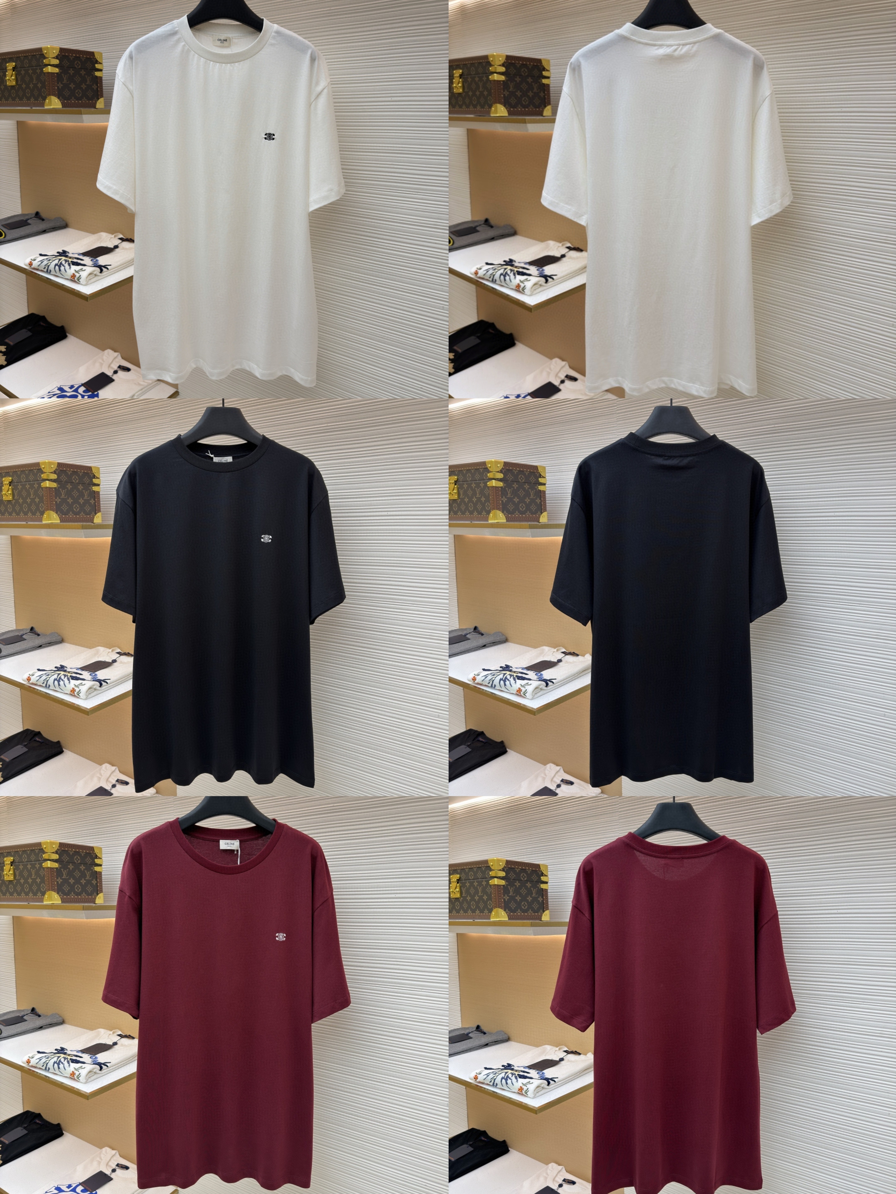 CELINE 赛琳 凯旋门刺绣标识 短袖 T恤 圆领 夏款 白色 黑色 红色 A0 2X04I671Q-01OB