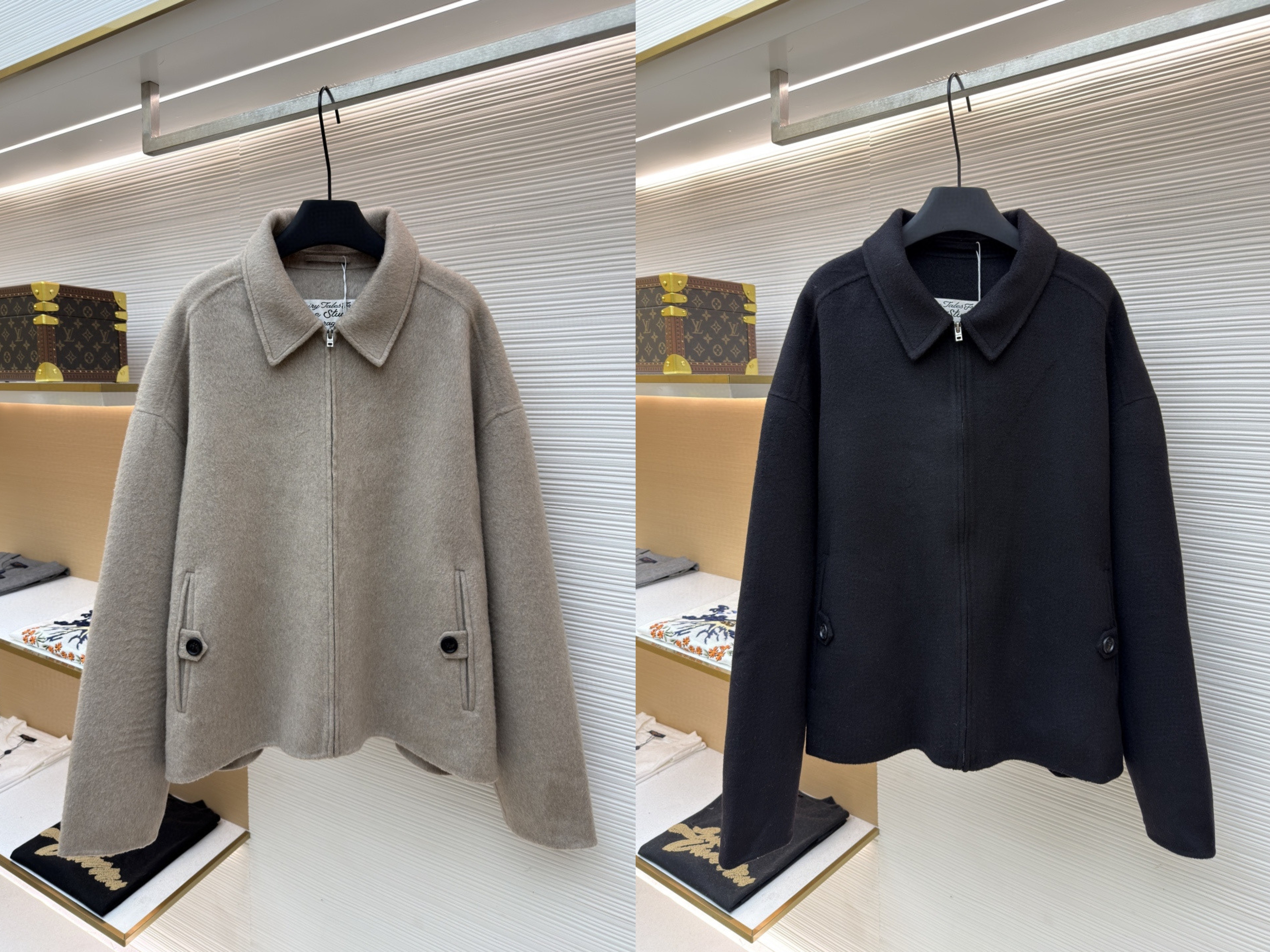 Acne Studios 翻领拉链落肩羊毛外套 夹克 长袖 燕麦色 黑色 C0 B90837-633