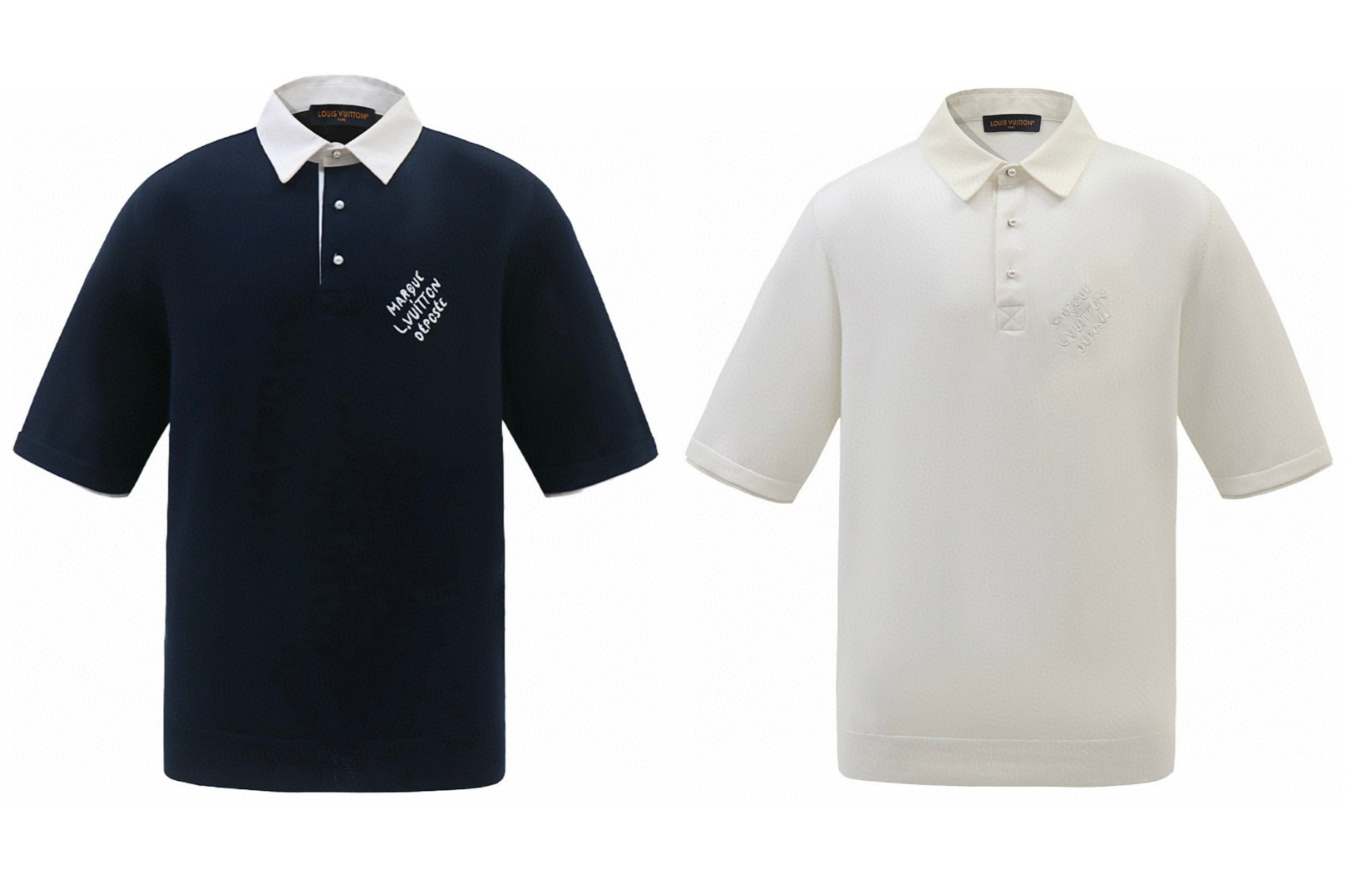 LOUIS VUITTON 路易威登 LV 珍珠扣马球衫polo 夏季 T恤 短袖 海军蓝 白色 A5 1AFQQJ