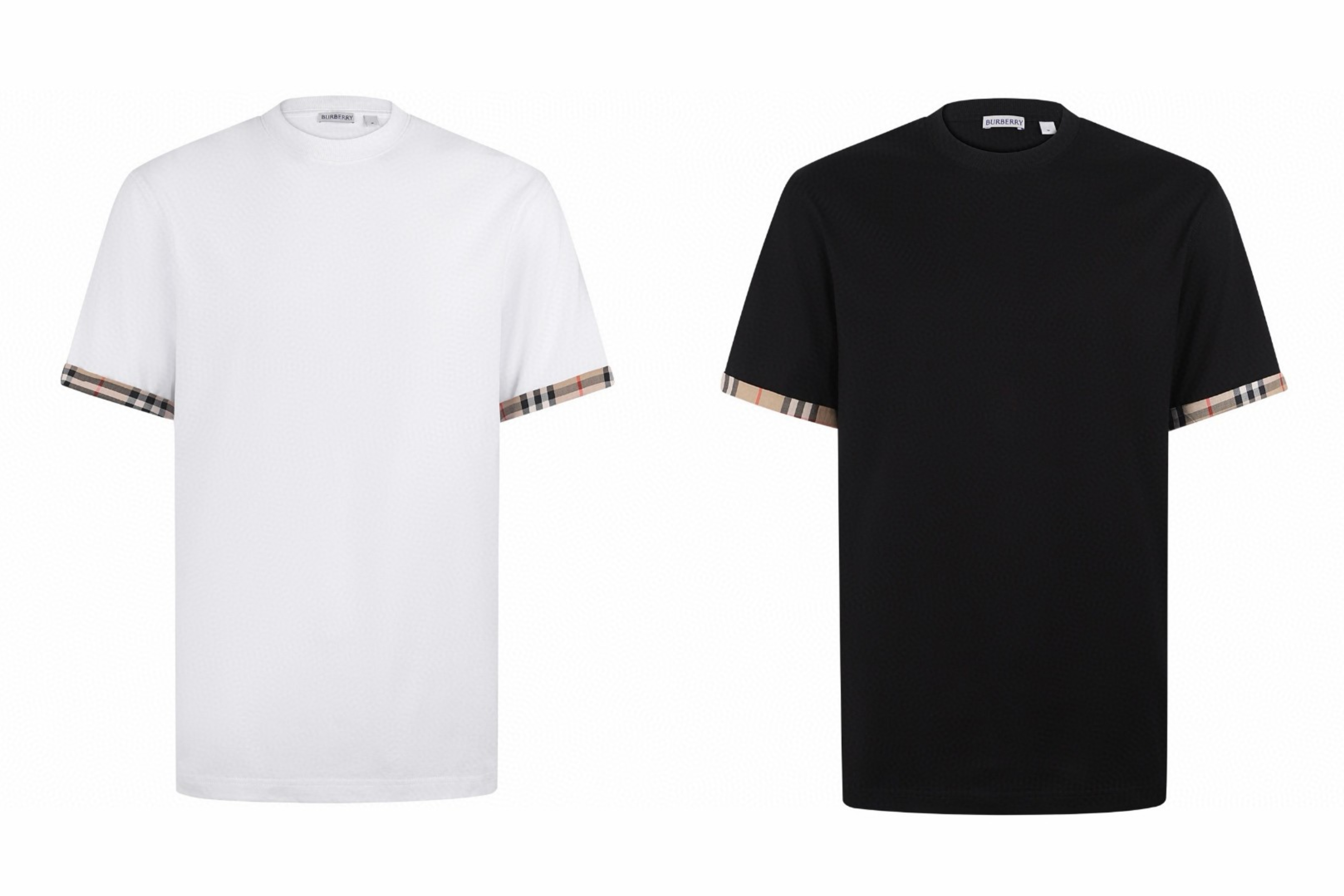 Burberry 巴宝莉 格纹拼色圆领短袖 T恤 夏季 白色 黑色 A0