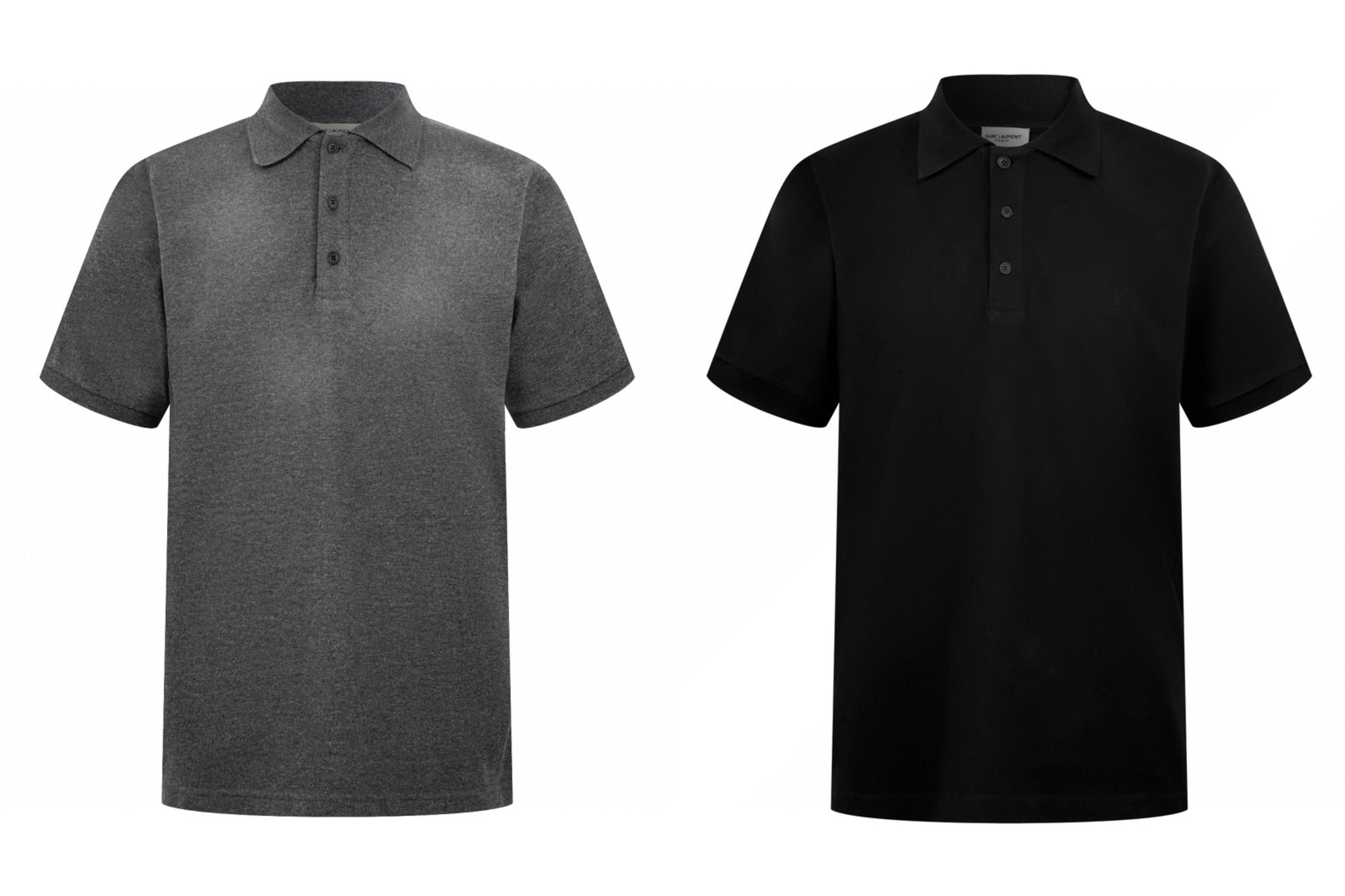 SAINT LAURENT YSL 圣罗兰 标识刺绣Polo衫 短袖 T恤 夏款 深灰色 黑色 A0 751102Y37HC1406