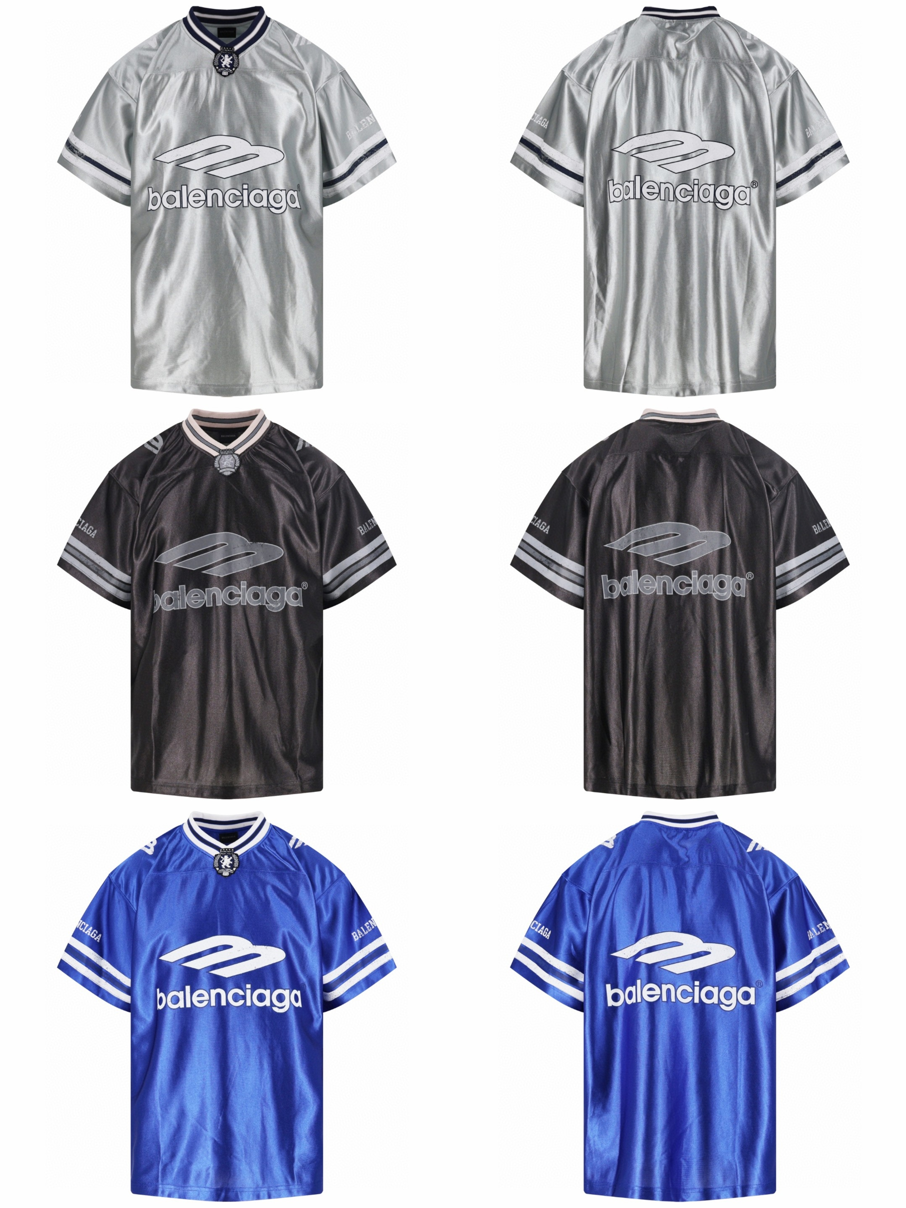 Balenciaga 巴黎世家 3M球衣 V领 T恤 短袖 灰色 黑色 蓝色 A5 857113TTVQ71461