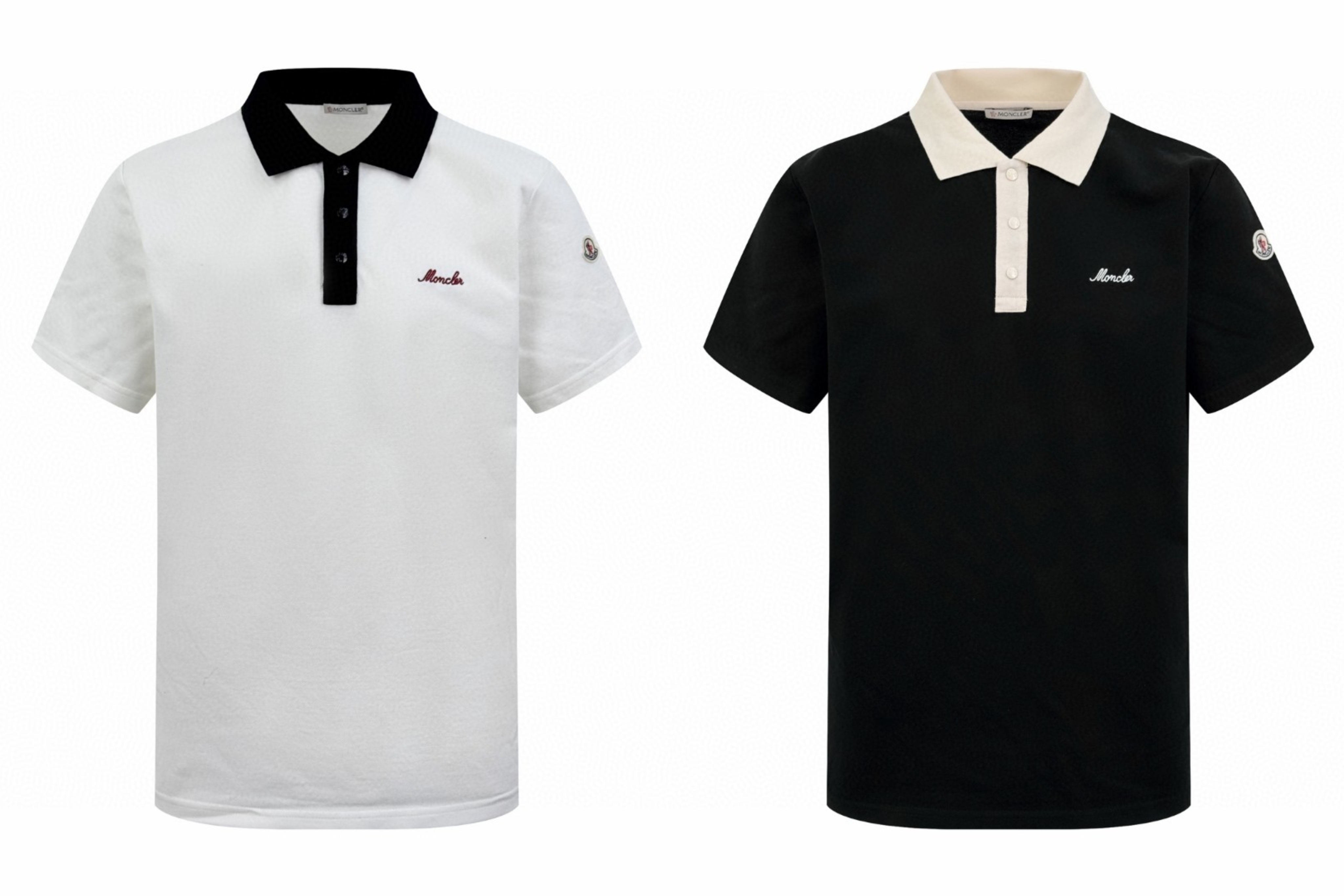 Moncler 蒙口 刺绣暗扣拼色Polo衫 短袖 T恤 夏季 白色 黑色 A0 L10918A0000389A16034