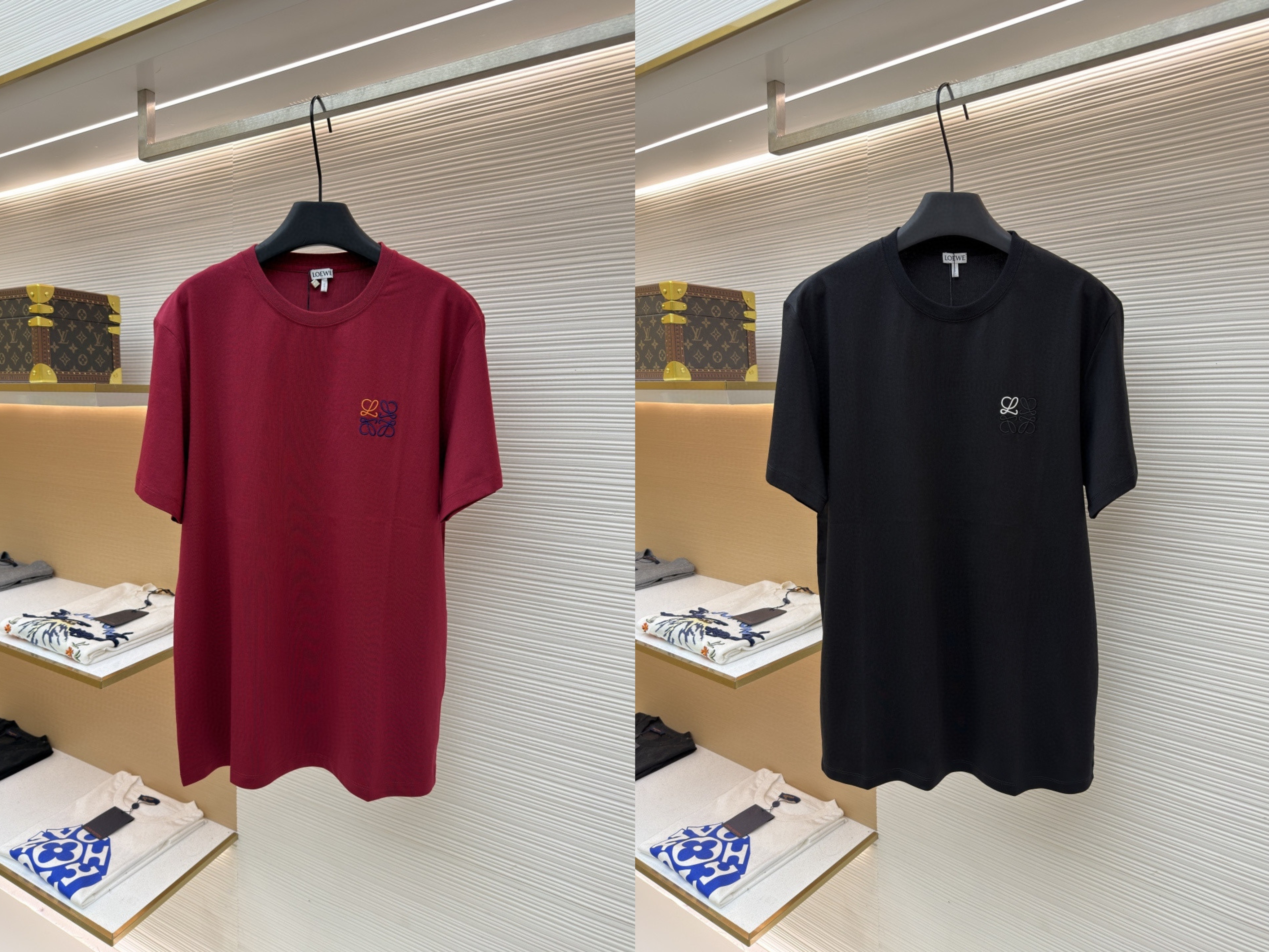 Loewe 罗意威 刺绣logo圆领短袖 T恤 红色 黑色 A0 H526Y22X75-7110