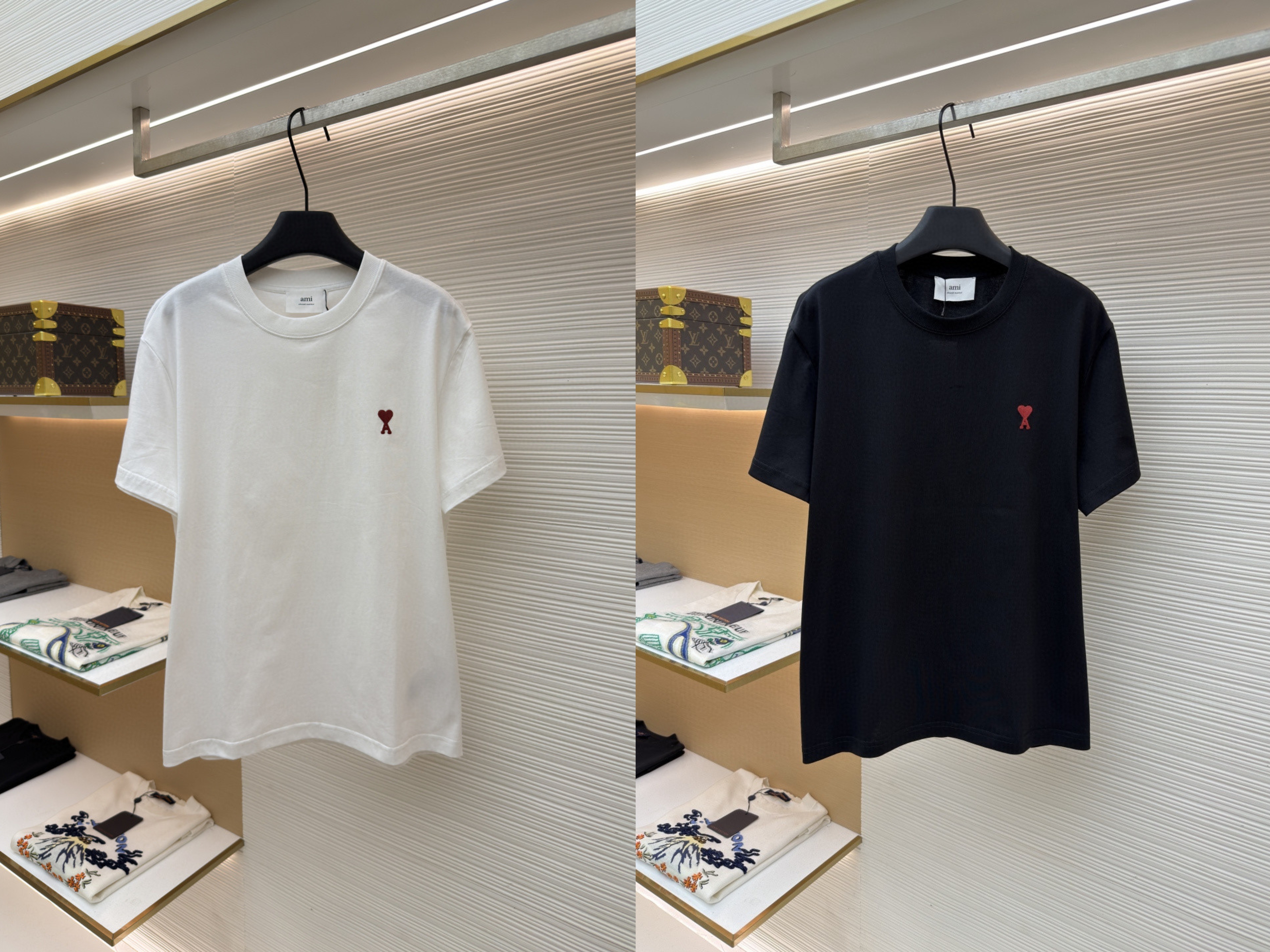 AMIPARIS Ami 爱心刺绣圆领短袖 T恤 夏季 黑色 白色 A0 BFHJ108723-001