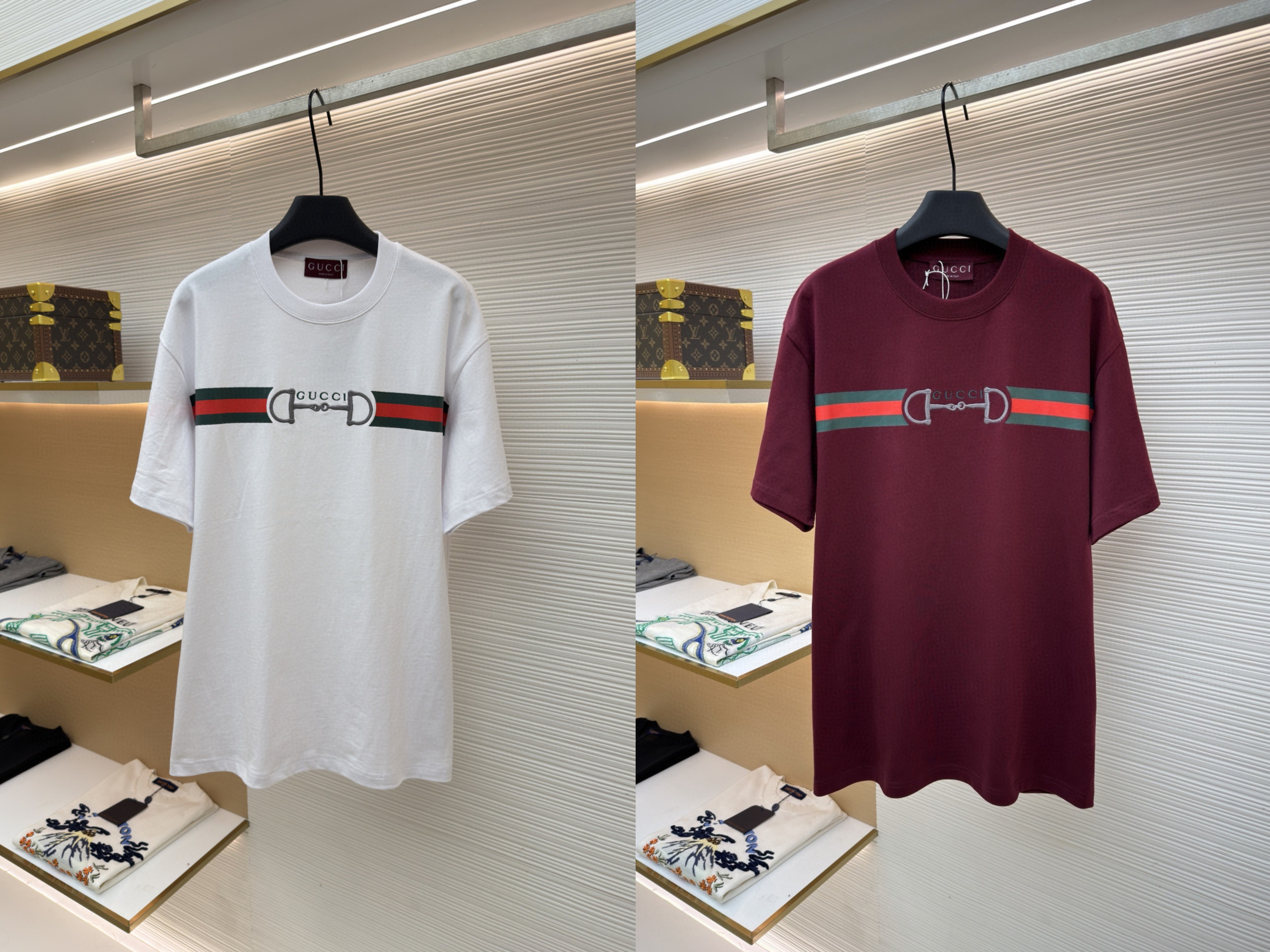 GUCCI 古驰 马衔扣印织带圆领短袖T恤 夏季 白色 红色 A0 855021-XJHOJ-9051